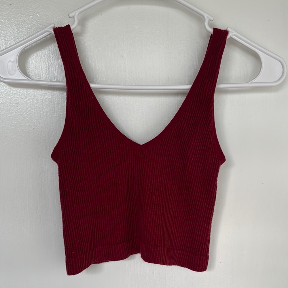 Women's Ribbed Red Tank Top
